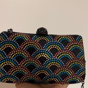 Kurt Geiger Black Clutch with Multicolor Studs